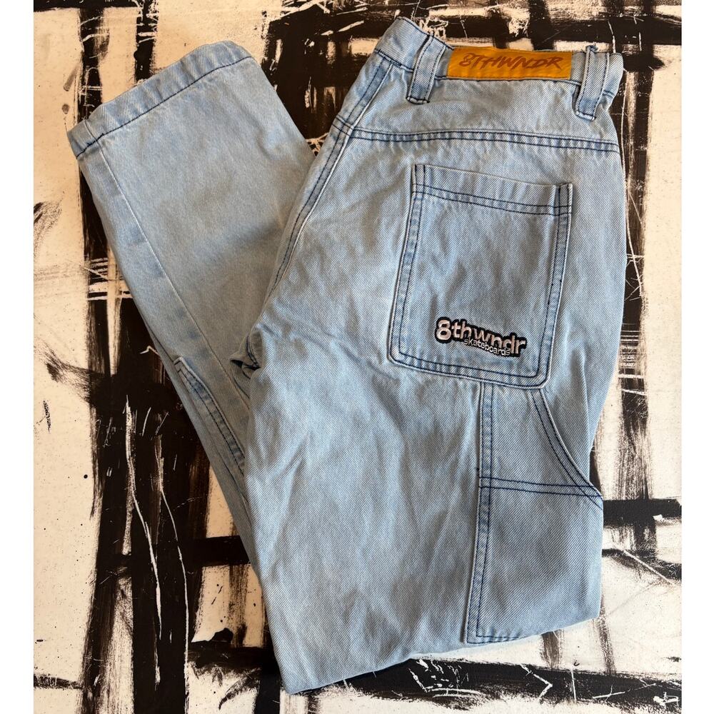 8THWNDR Double Knee Denim Pant Blue (32x31) Carpenter Jean Streetwear y2k
